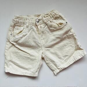 Zara Kids Ecru Elastic Waist Relaxed Fit Denim Shorts 4Y VGUC